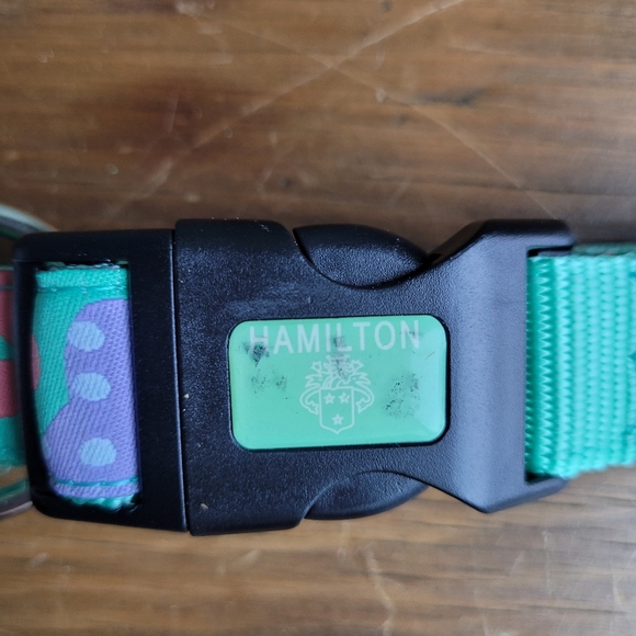 2 /$15 Hamilton Dog Collar Nylon Ribbon Overlay 18 - 26 Aqua Pastel Bones - Picture 8 of 8